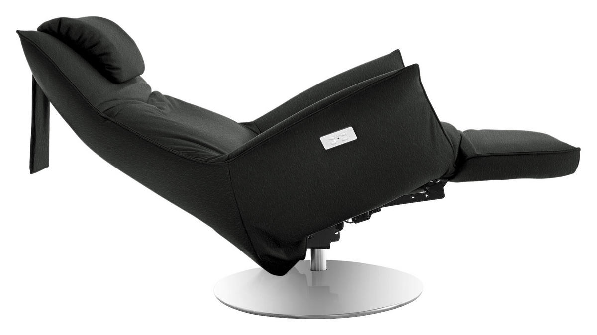 RELAXSESSEL in Leder Dunkelgrau  - Edelstahlfarben/Dunkelgrau, Design, Leder/Metall (92/79/90cm) - Koinor