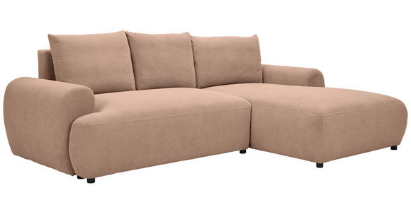 ECKSOFA in Webstoff Altrosa 265/175 cm - Schwarz/Altrosa, MODERN, Kunststoff/Textil (265/175cm) - Carryhome