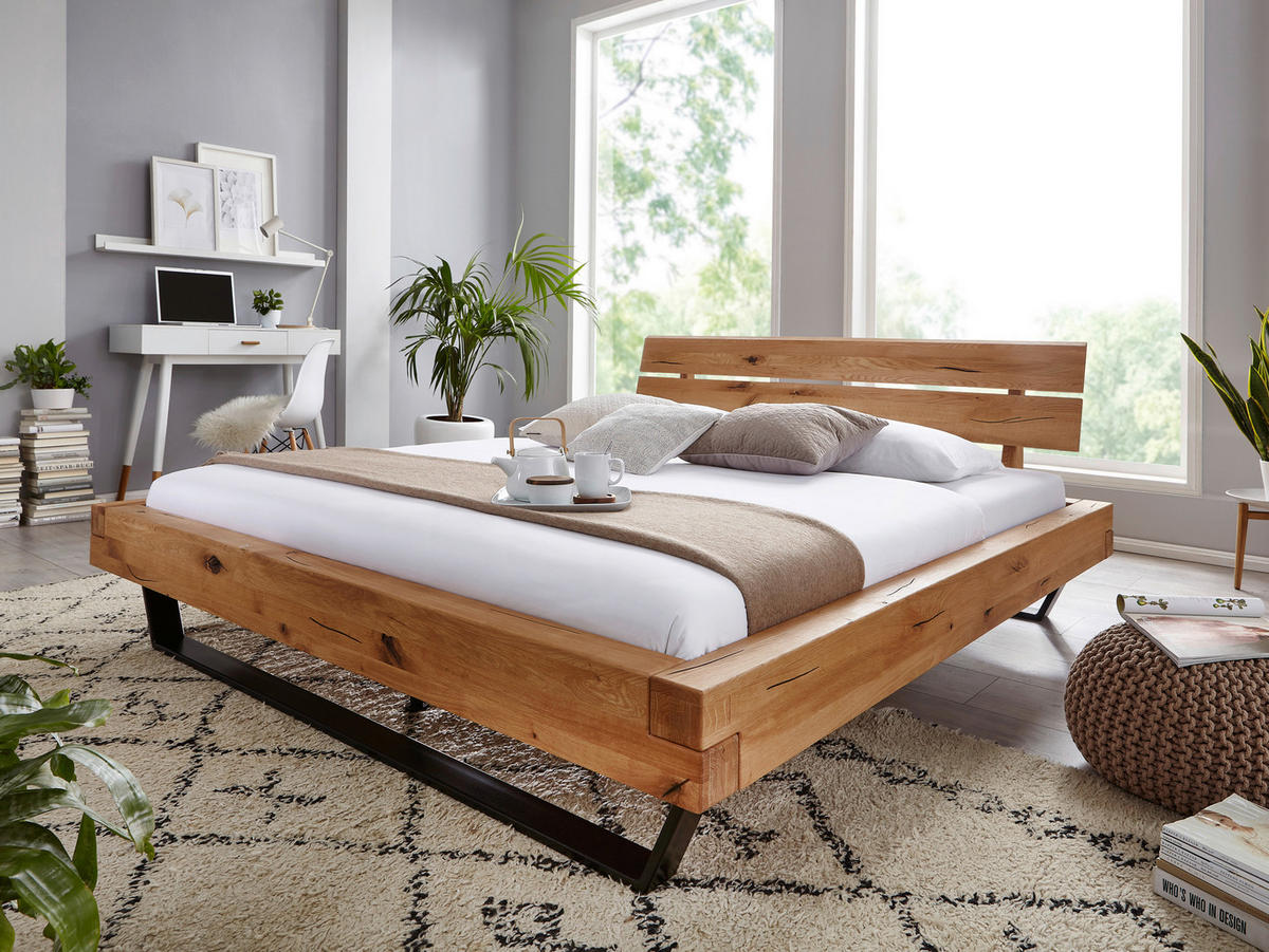 BALKENBETT 200/200 cm  in Wildeiche  - Wildeiche/Schwarz, LIFESTYLE, Holz/Metall (200/200cm) - Livetastic