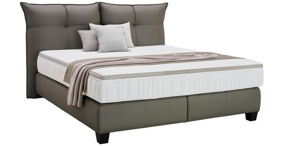 BOXSPRINGBETT  in Grau  - Schwarz/Grau, Design, Leder/Holzwerkstoff (180cm) - Esposa