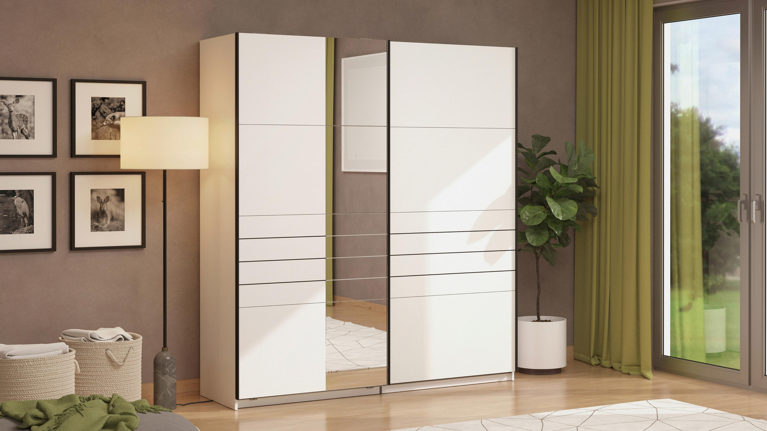 SKRIŇA S POS. DVER. – HOR.VED, biela, 195/217,5/61 cm - čierna/biela, Basics, kov/kompozitné drevo (195/217,5/61cm) - Xora