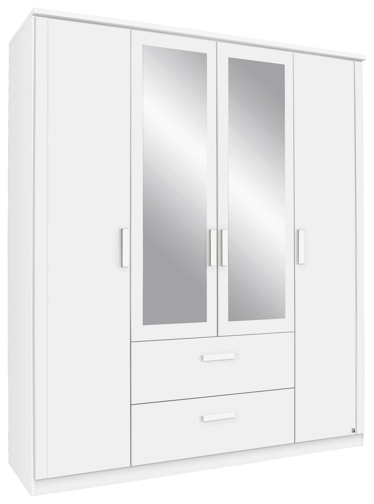 DREHTÜRENSCHRANK 181/212/58 cm,  in Weiß, 4-türig  - Weiß, KONVENTIONELL, Glas/Holzwerkstoff (181/212/58cm) - Rauch Möbel