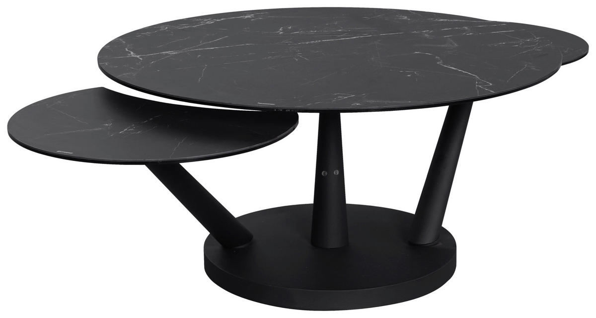 COUCHTISCH ESG 88-150/88/43 cm rund Schwarz  - Schwarz, Design, Glas/Keramik (88-150/88/43cm) - Dieter Knoll