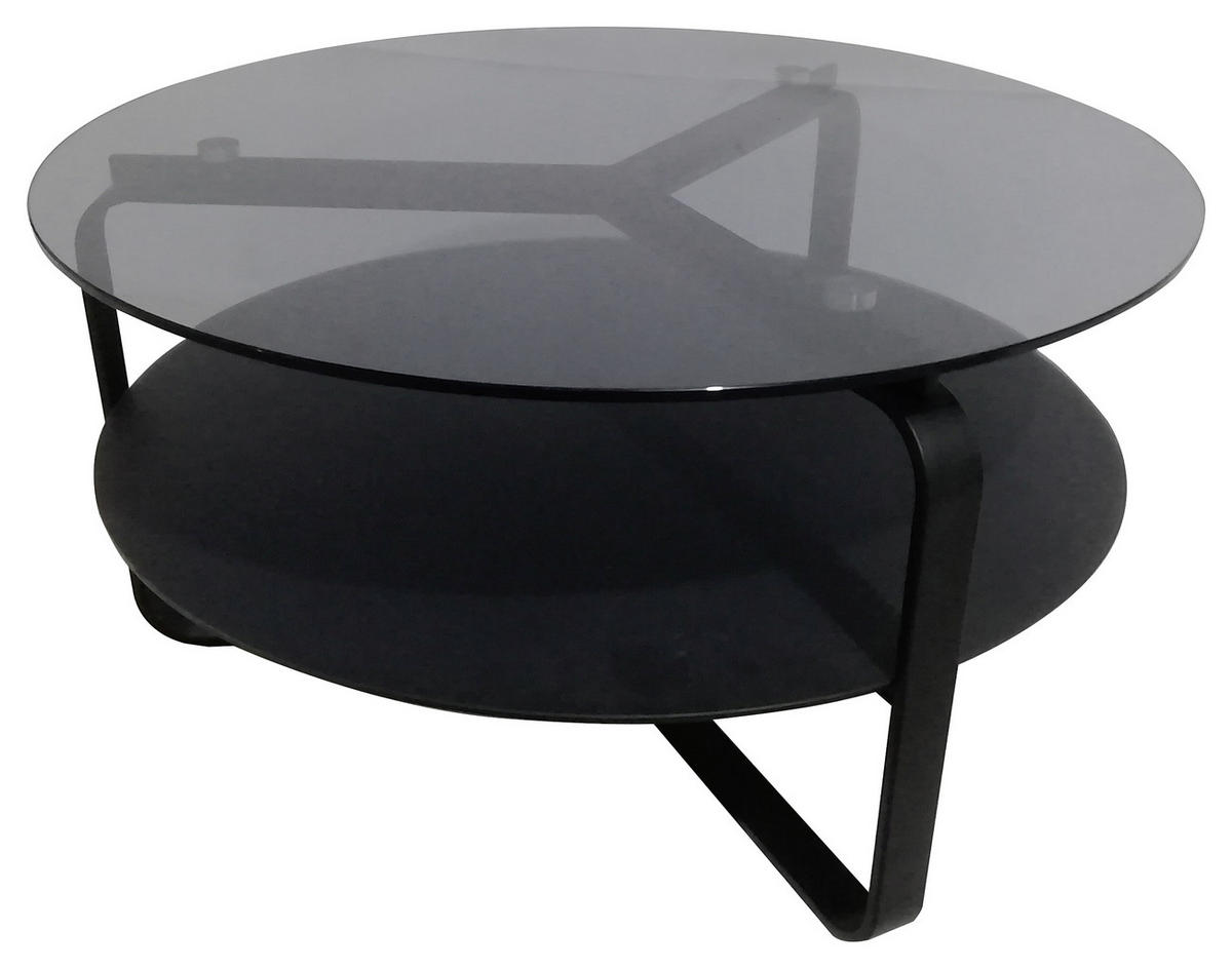 KONFERENČNÝ STOLÍK, sivá, čierna, kov, sklo, 80/80/44 cm - čierna/sivá, Design, kov/sklo (80/80/44cm) - Novel