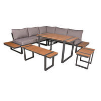LOUNGEGARNITUR Aluminium  - Hellbraun/Dunkelgrau, Basics, Kunststoff/Textil - Gardenson