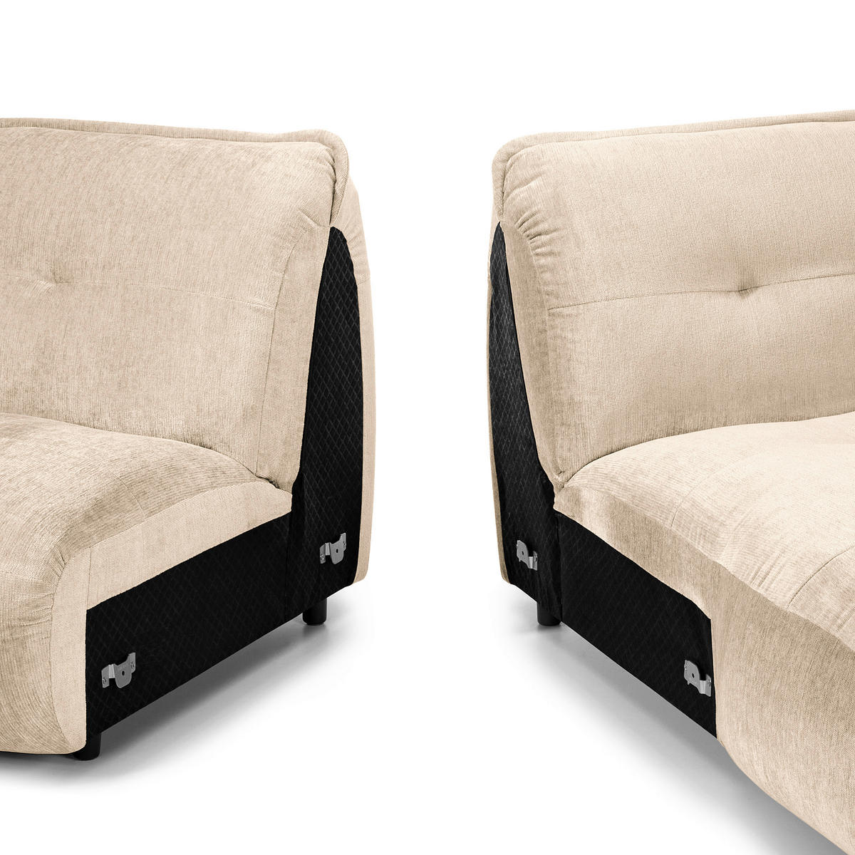 ECKSOFA in Chenille Creme  - Creme/Schwarz, Modern, Kunststoff/Textil (269/184cm) - Trendmanufaktur
