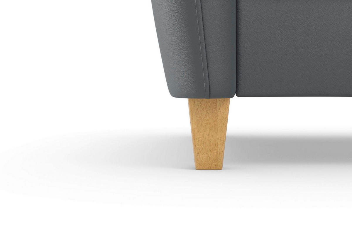 ECKSOFA PALMERA E in Echtleder Schwarz  212/236 cm  - Eichefarben/Schwarz, Basics, Leder/Holz (212/236cm) - Sit & More