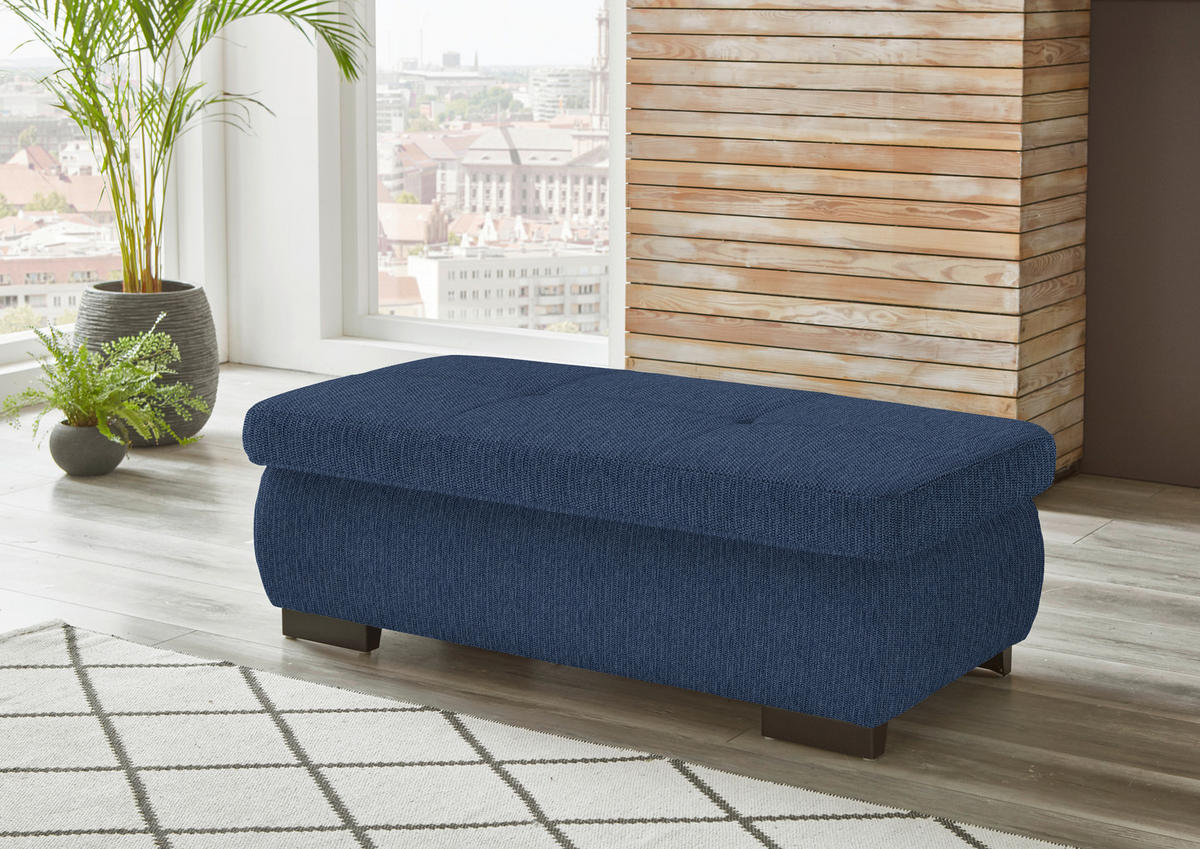 ECKSOFA in Flachgewebe Dunkelblau  - Schwarz/Dunkelblau, Design, Textil/Metall (297/174cm) - Beldomo Style