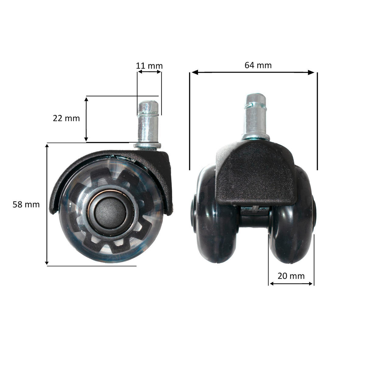 DREHSTUHLROLLE  in  - Schwarz, Design, Kunststoff (5/8/5cm) - Livetastic