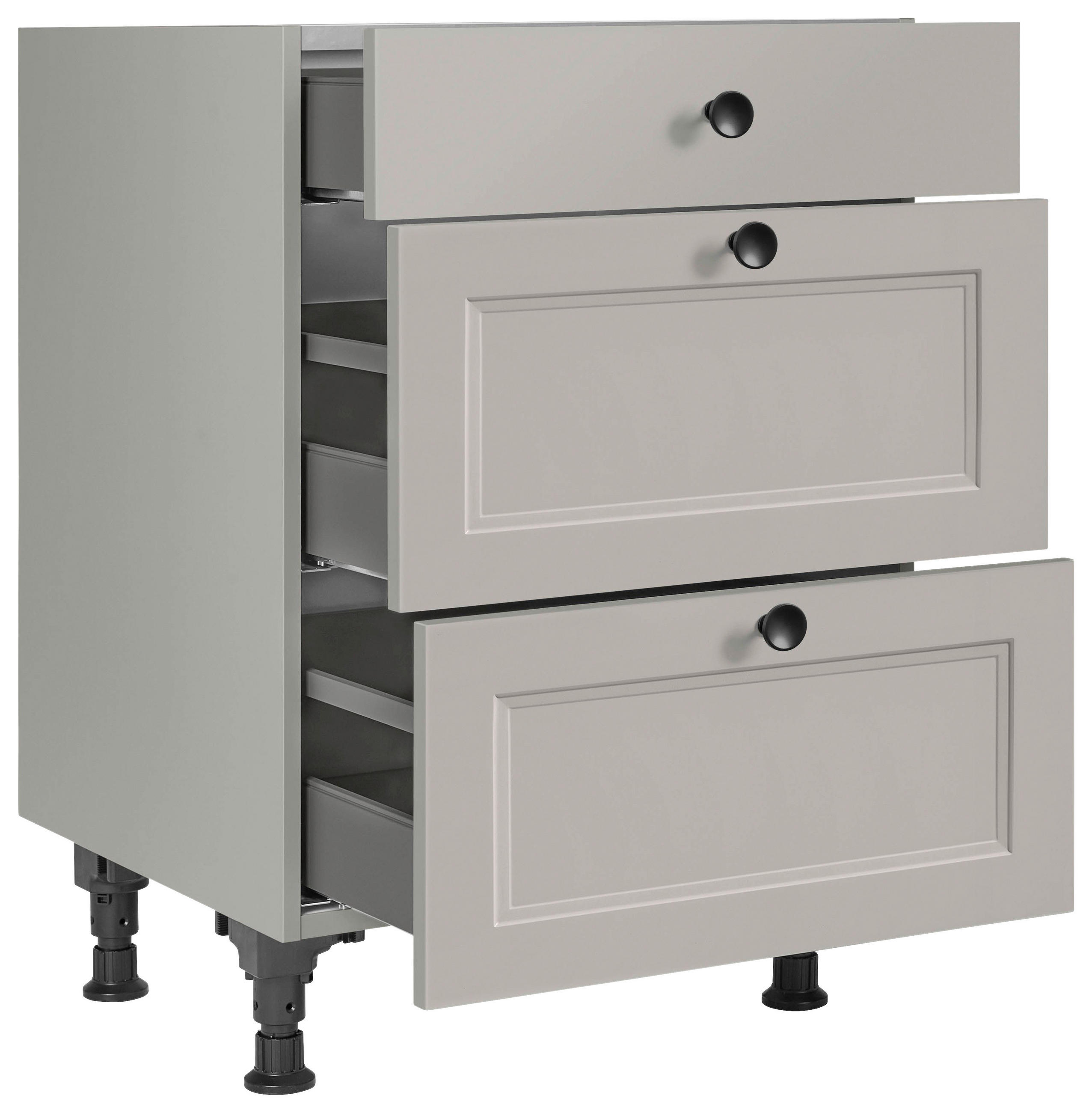 SCHUBKASTENUNTERSCHRANK 60/87/56 cm  in Grau  - Schwarz/Grau, MODERN, Holzwerkstoff/Metall (60/87/56cm) - Nobilia