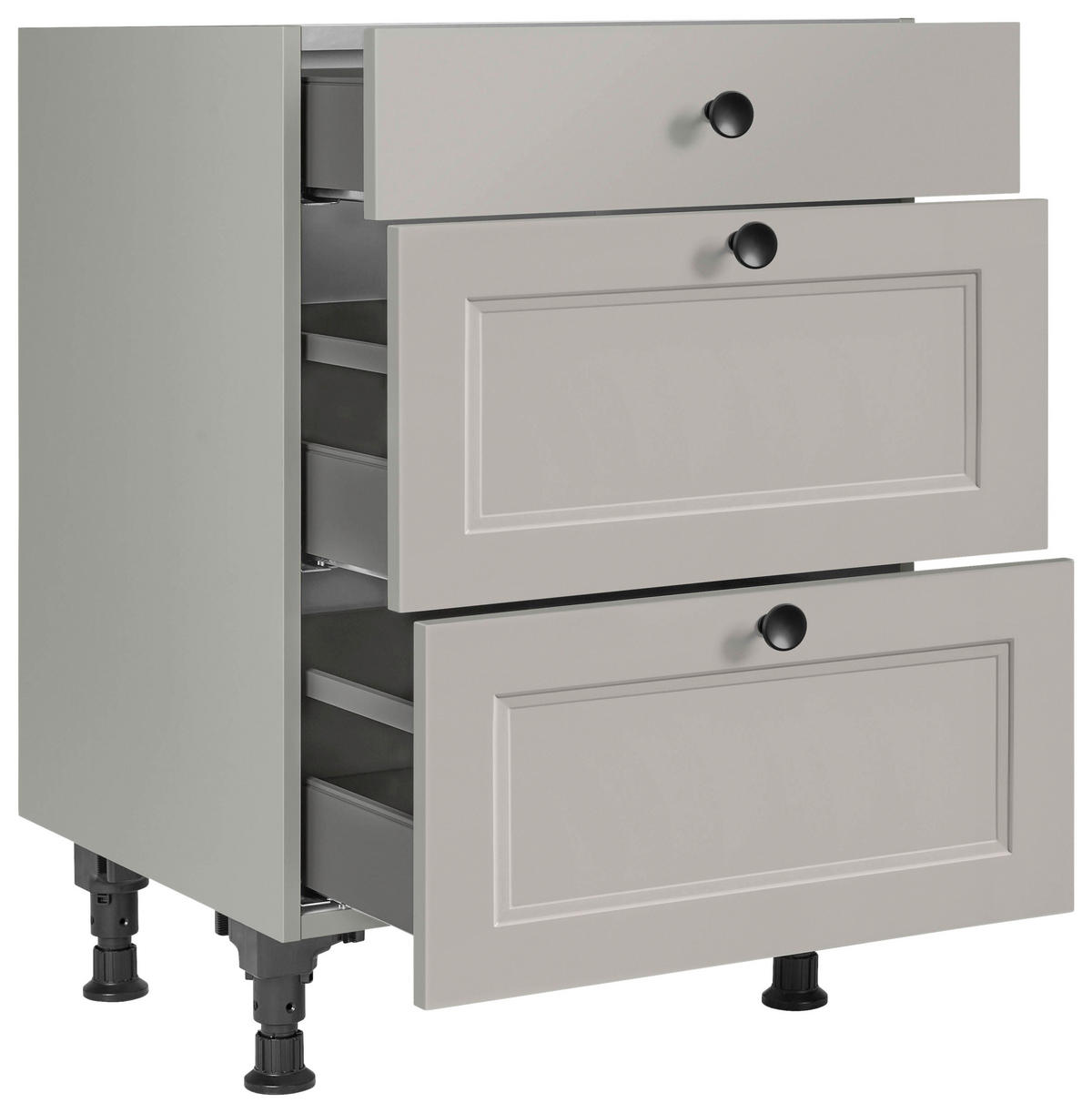 SCHUBKASTENUNTERSCHRANK 60/87/56 cm  in Grau  - Schwarz/Grau, MODERN, Holzwerkstoff/Metall (60/87/56cm) - Nobilia