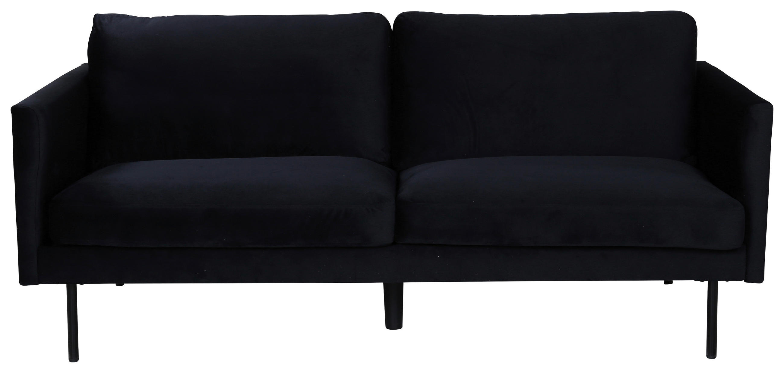 2-SITZER-SOFA Samt Schwarz  - Schwarz, Design, Textil/Metall (180/78/80cm) - Livetastic