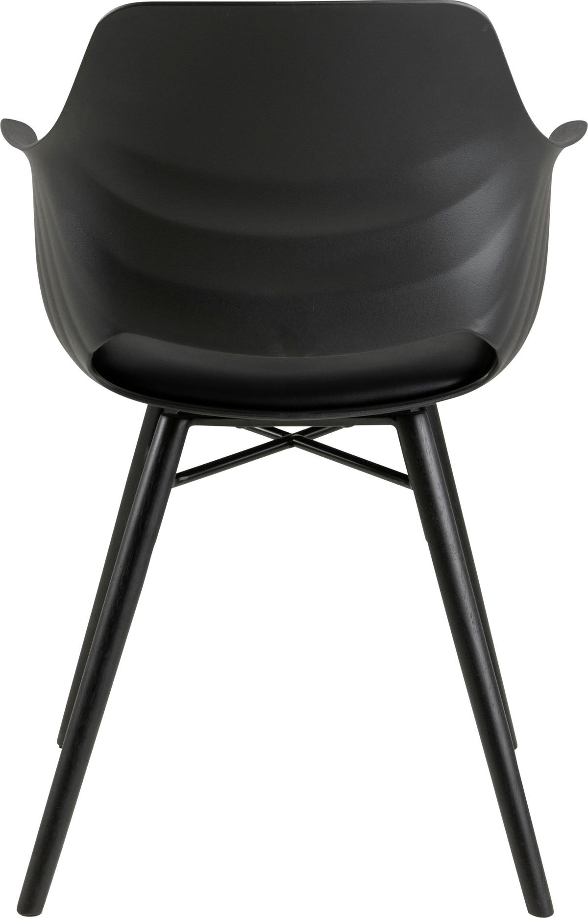 ARMLEHNSTUHL  in Lederlook matt  - Schwarz, Design, Holz/Kunststoff (57,0/85,0/52,5cm) - Ambia Home