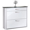 SCHUHSCHRANK 117/97/35 cm  - Weiss Hochglanz/Chromfarben, Design, Glas/Holzwerkstoff (117/97/35cm) - Moderano