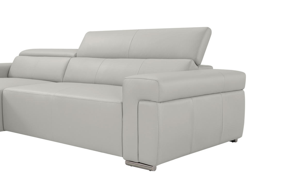 Ecksofa inkl. Funktion DUA Beige Echtleder  - Chromfarben/Beige, Design, Leder/Metall (170/293cm) - Novel