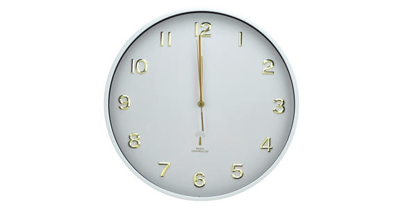 FUNKUHR Weiß  - Weiß, Basics, Glas/Kunststoff (40cm) - Ambia Home