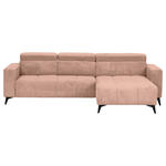 ECKSOFA Altrosa Cord Rücken echt, Kopfteilverstellung, Sitzvorzug  - Schwarz/Altrosa, KONVENTIONELL, Textil/Metall (257/170cm) - Carryhome