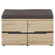 GARDEROBENBANK  in 80/48/38 cm  - Eichefarben/Graphitfarben, Design, Holzwerkstoff/Textil (80/48/38cm) - Voleo
