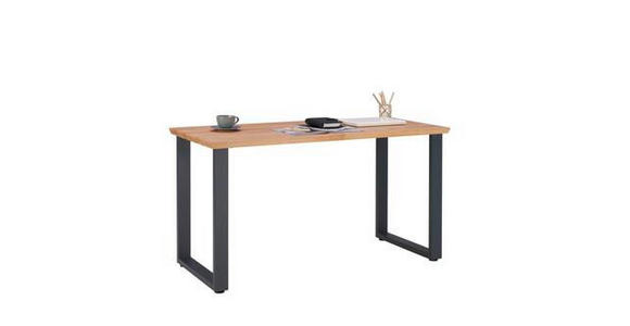 SCHREIBTISCH 140/65/75 cm  in Buchefarben  - Anthrazit/Buchefarben, Natur, Holz/Metall (140/65/75cm) - Linea Natura