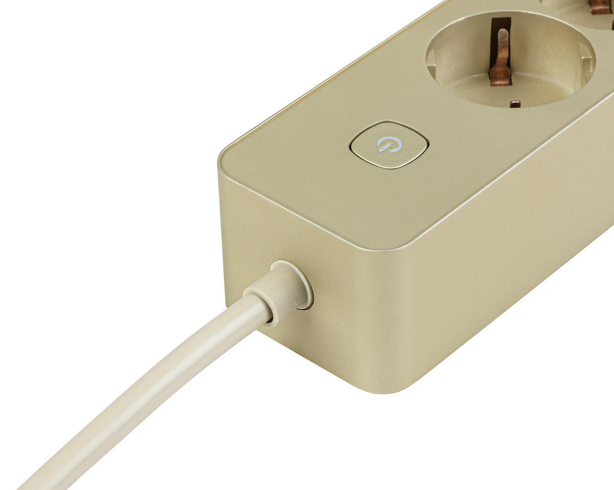 STECKDOSENLEISTE - Goldfarben, Basics, Kunststoff/Metall (24/5,5/4cm) - Mican