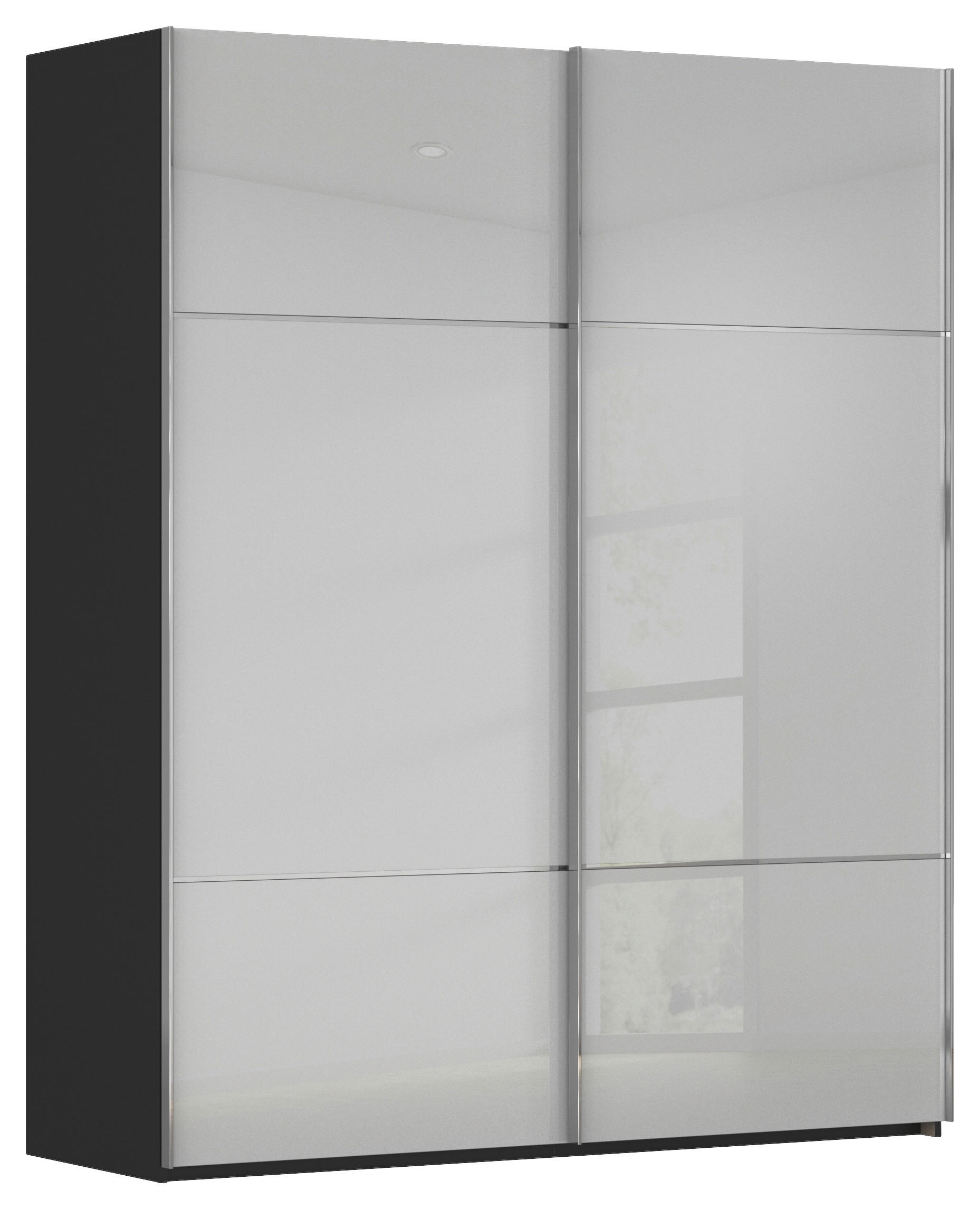 SCHWEBETÜRENSCHRANK in Grau, Schwarz - Chromfarben/Schwarz, KONVENTIONELL, Glas/Holzwerkstoff (201/223/67cm) - Novel
