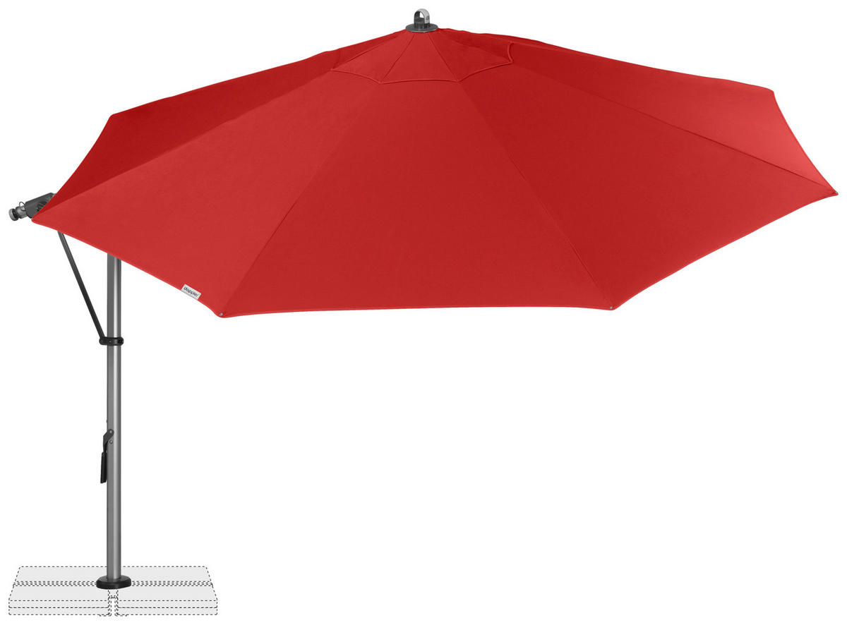 AMPELSCHIRM 350 cm Rot  - Silberfarben/Rot, Basics, Textil/Metall (350/350cm) - Doppler