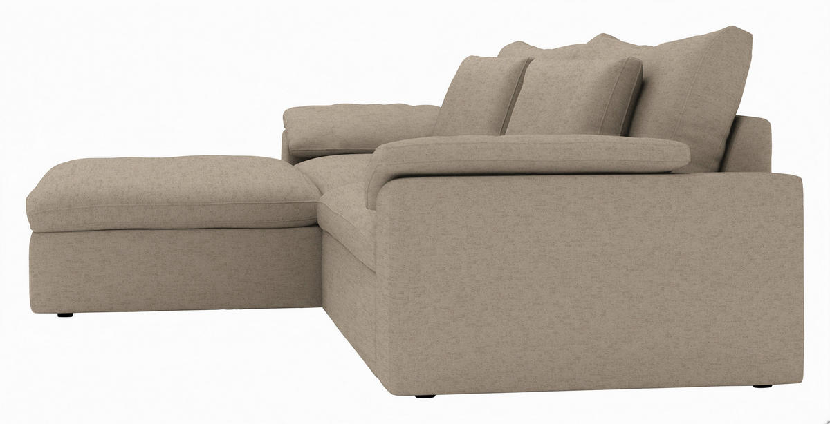 ECKSOFA Flachgewebe Naturfarben  - Schwarz/Naturfarben, Modern, Kunststoff/Textil (198/306cm) - Carryhome