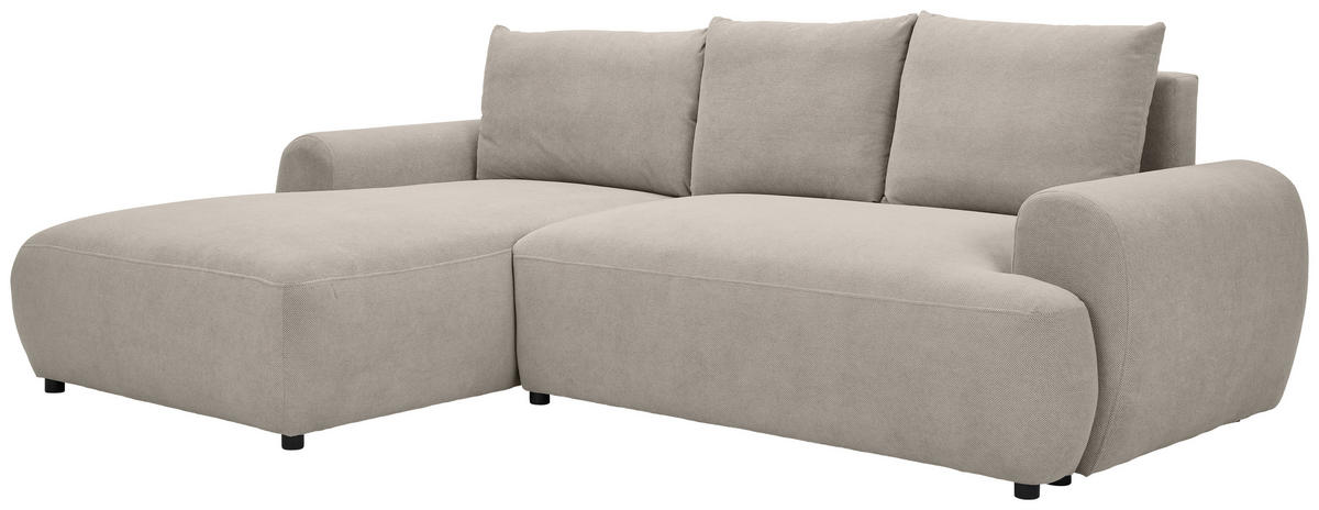 ECKSOFA Beige Webstoff  - Beige/Schwarz, MODERN, Kunststoff/Textil (175/265cm) - Carryhome