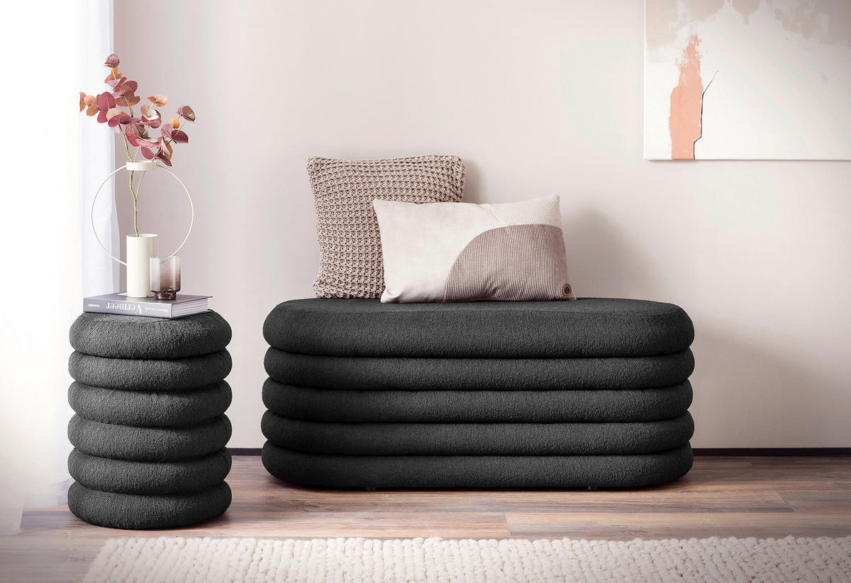 BETTBANK Bouclé Anthrazit  - Anthrazit, MODERN, Textil (108/42/45cm) - Livetastic