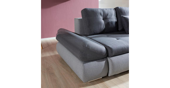 ECKSOFA in Webstoff Hellgrau, Grau 302/187 cm - Chromfarben/Dunkelgrau, Design, Kunststoff/Textil (302/187cm) - Carryhome