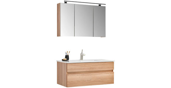 BADEZIMMER 102 cm  - Eichefarben/Weiß, Design, Glas/Keramik (102cm) - Novel