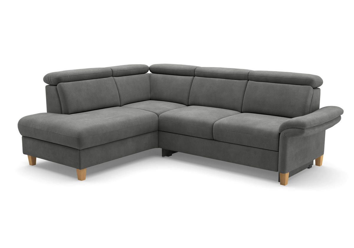 ECKSOFA Flachgewebe Grau  - Eichefarben/Grau, Konventionell, Holz/Textil (193/247cm) - Sit & More