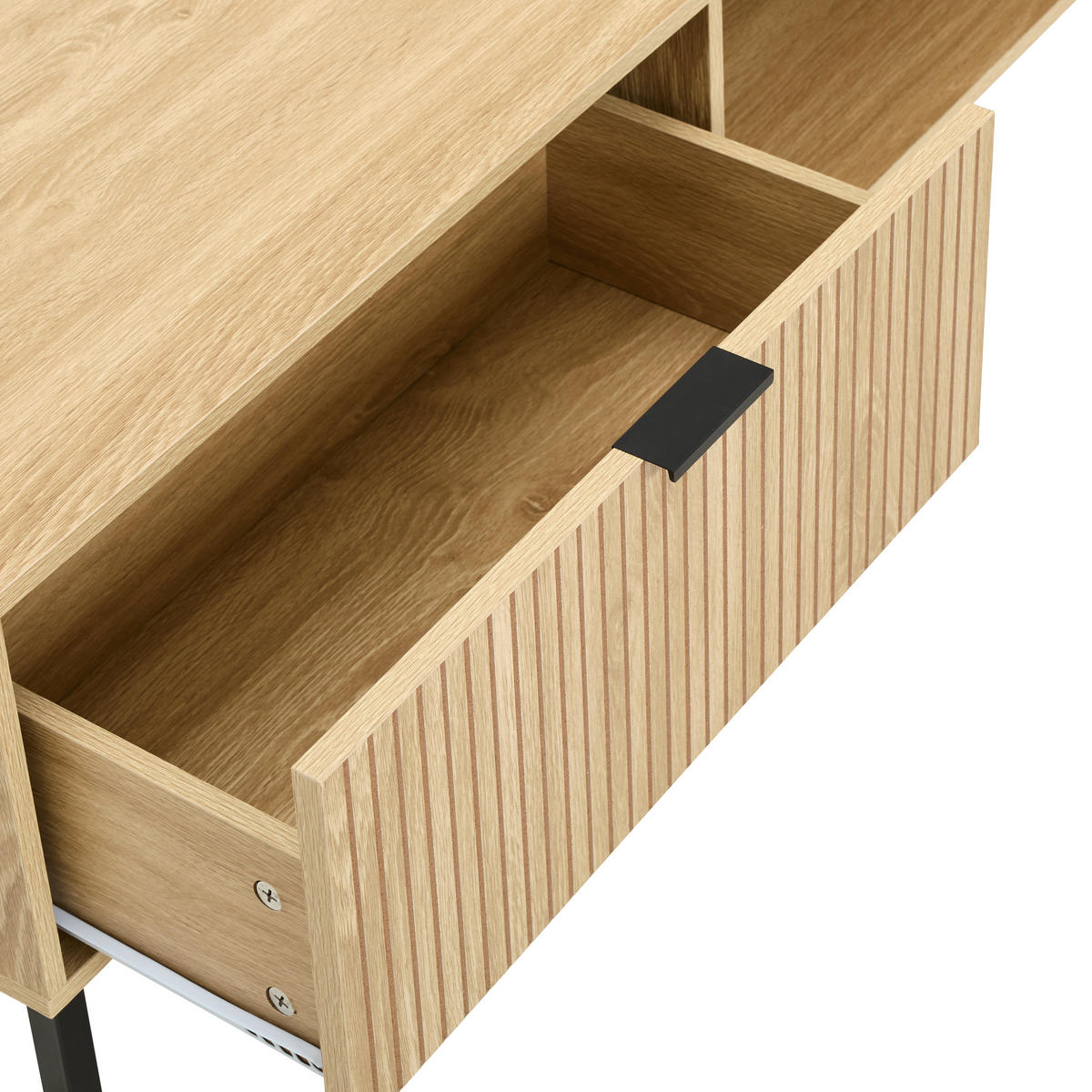 COUCHTISCH in Metall, Holzwerkstoff  - Schwarz/Naturfarben, Natur, Holzwerkstoff/Metall (110/40/50cm) - MID.YOU