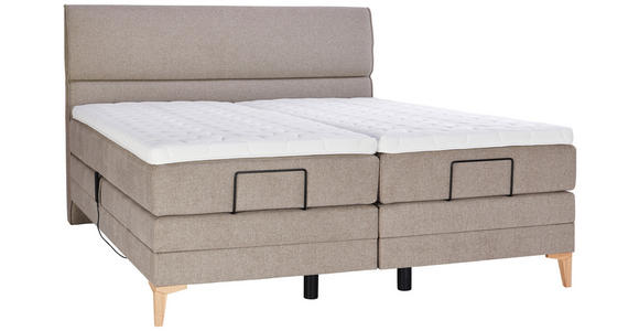 BOXSPRINGBETT 180/200 cm  in Hellbraun  - Chromfarben/Hellbraun, KONVENTIONELL, Kunststoff/Textil (180/200cm) - Voleo