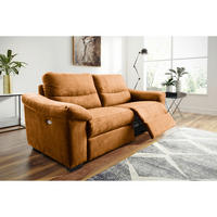 2,5-SITZER HAMPTON in Flachgewebe Cognac Landhaus  - Cognac/Schwarz, Design, Holz/Textil (214/97/97cm) - Livetastic