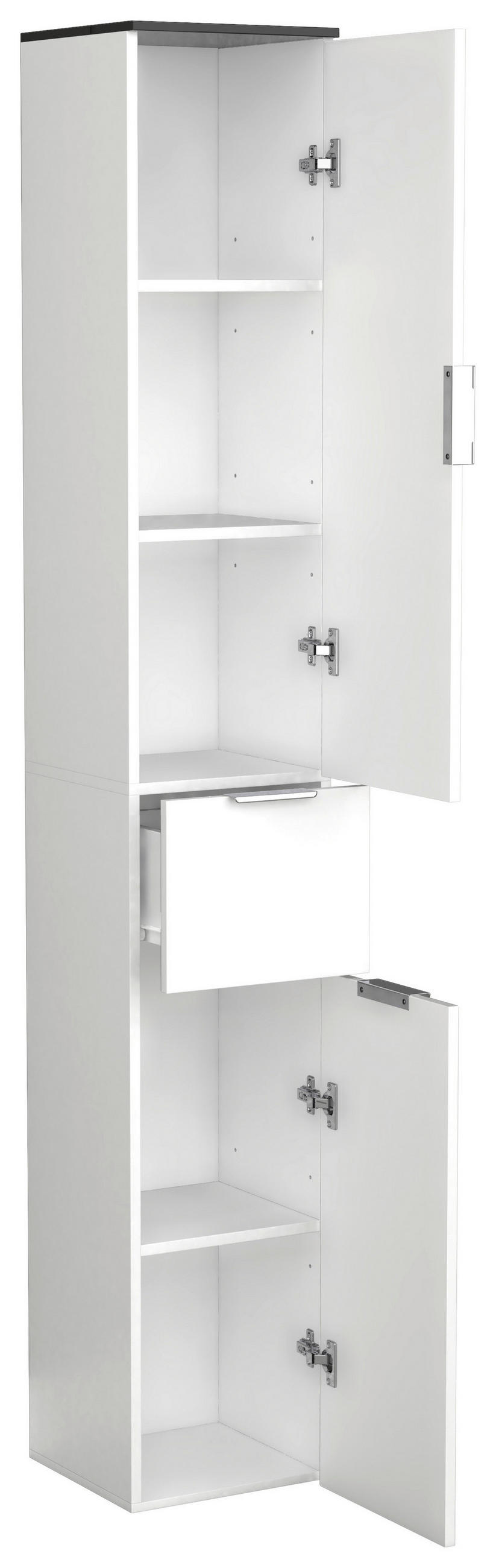 HOCHSCHRANK 30/190/30 cm  - Silberfarben/Schwarz, MODERN, Holzwerkstoff/Kunststoff (30/190/30cm) - MID.YOU
