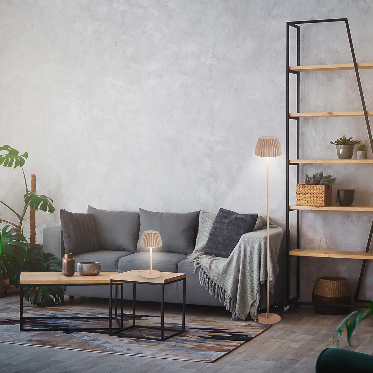 AKKU-STEHLEUCHTE 19/123,5 cm    - Beige, Basics, Kunststoff/Metall (19/123,5cm)