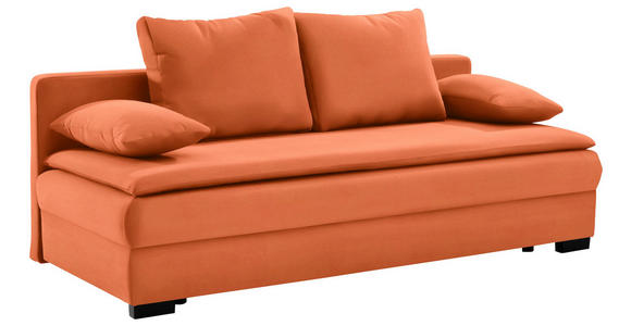 SCHLAFSOFA in Textil Orange - Schwarz/Orange, KONVENTIONELL, Kunststoff/Textil (207/74-94/90cm) - Venda