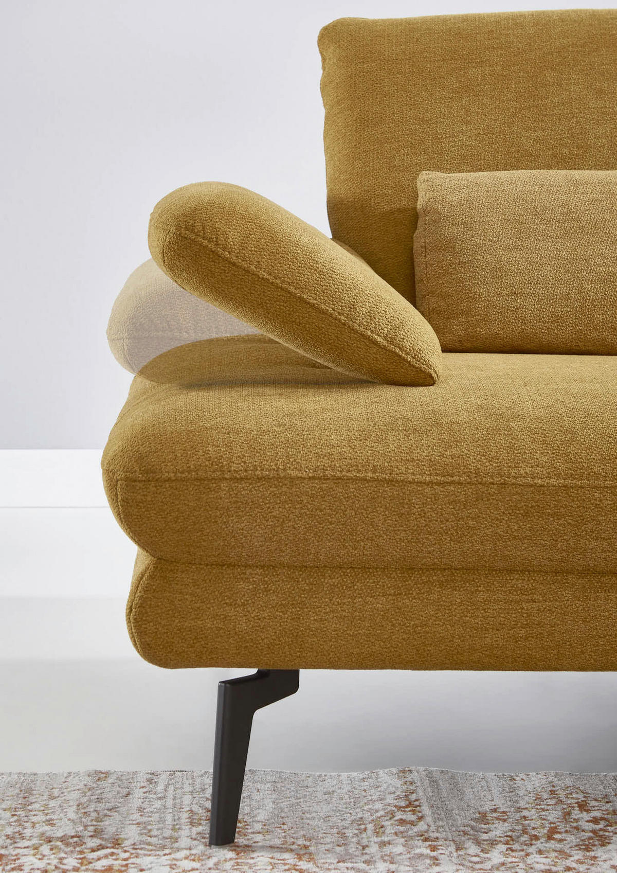 ECKSOFA in Chenille Currygelb  - Currygelb/Schwarz, Design, Textil/Metall (310/180cm) - Dieter Knoll