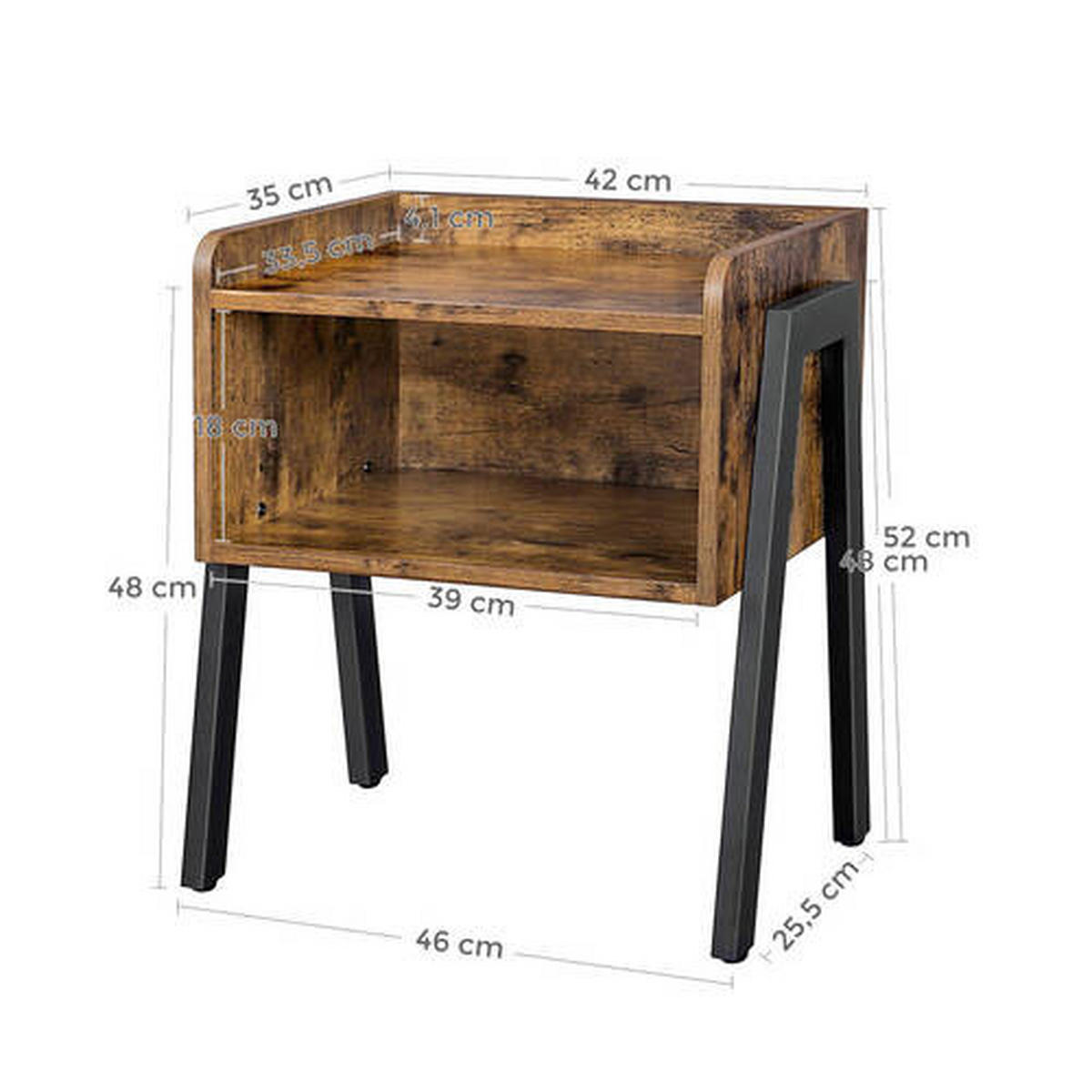 PRÍRUČNÝ STOLÍK, hnedá, čierna - hnedá/čierna, Trend, kov/kompozitné drevo (42/35/52cm) - Boxxx