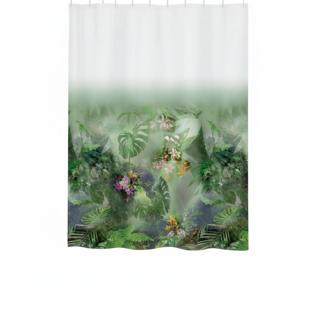 DUSCHVORHANG JUNGLE 180/200 cm  - Grün, Basics, Textil (180/200cm) - Spirella