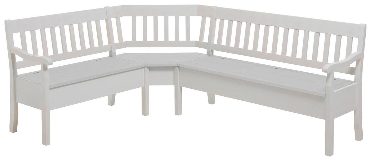 ECKBANK 170/213 cm Weiß Kiefer massiv   - Weiß, ROMANTIK / LANDHAUS, Holz (170/213cm) - Boxxx