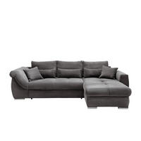 ECKSOFA 302/188 cm  in Cord Grau Zierkissen, Rückenkissen, Nierenkissen, Bettkasten  302/188 cm  - Chromfarben/Grau, MODERN, Textil/Metall (302/188cm) - MID.YOU
