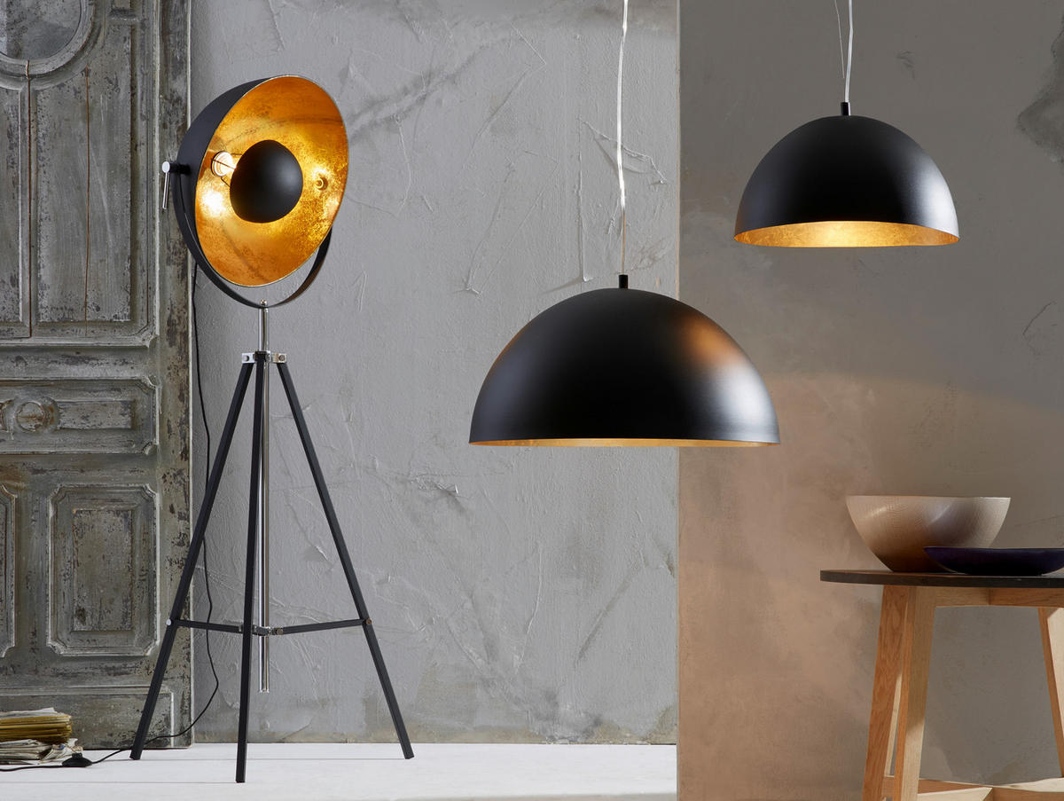 PODNA LAMPA  - zlatna/crna, Lajfstajl, metal (78/180cm)