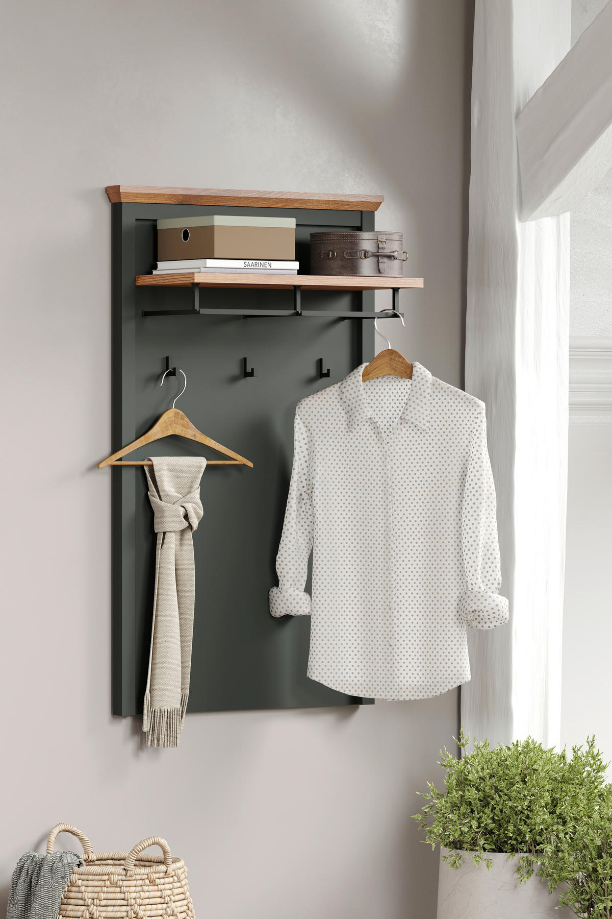 GARDEROBENPANEEL  in 77/123/28 cm  - Eichefarben/Grün, ROMANTIK / LANDHAUS, Holzwerkstoff (77/123/28cm) - Landscape