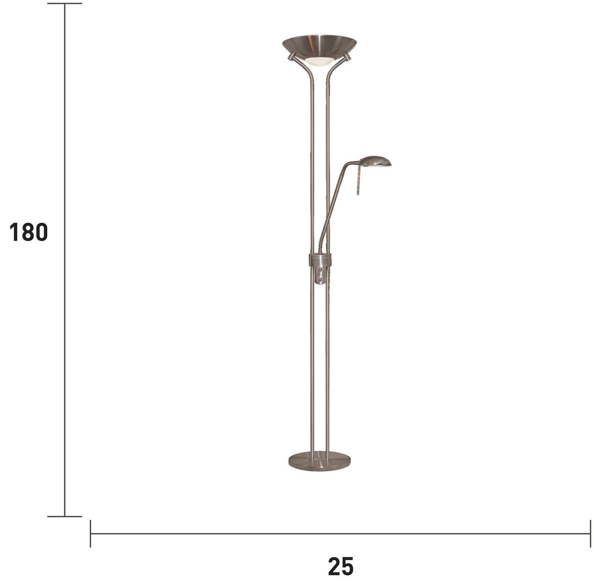 LED-STEHLEUCHTE 25.4/180 cm    - Silberfarben, Basics, Glas/Metall (25.4/180cm)
