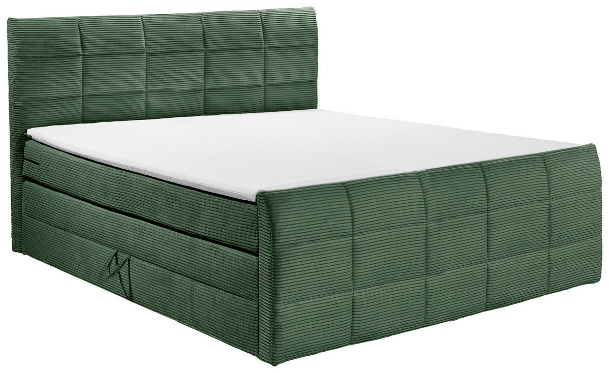 BOXSPRINGBETT 180/200 cm  in Olivgrün  - Schwarz/Olivgrün, MODERN, Holzwerkstoff/Kunststoff (180/200cm) - MID.YOU