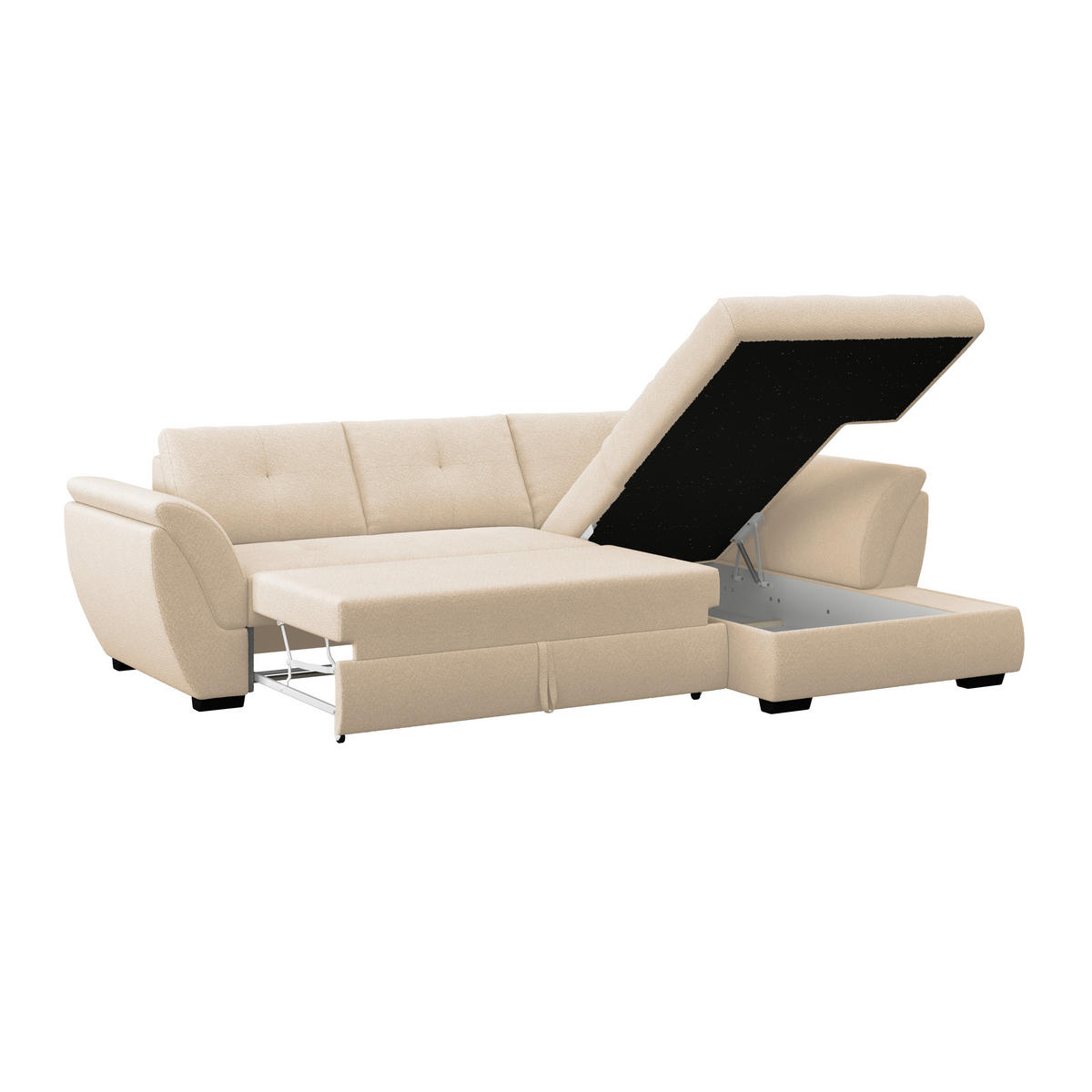 ECKSOFA Beige  - Beige/Schwarz, Konventionell, Textil (278/187cm) - MID.YOU