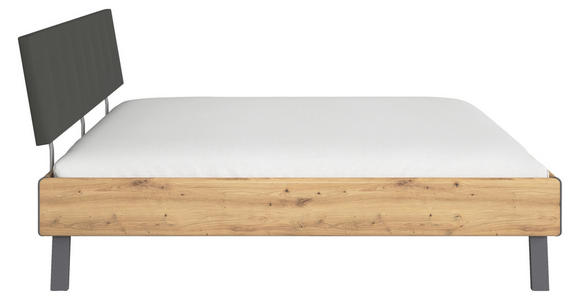 BETT 180/200 cm  in Eiche Artisan  - Eiche Artisan/Grau, Design, Holzwerkstoff/Textil (180/200cm) - Carryhome