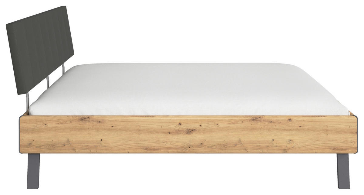 BETT 180/200 cm  in Eiche Artisan  - Eiche Artisan/Grau, Design, Holzwerkstoff/Textil (180/200cm) - Carryhome